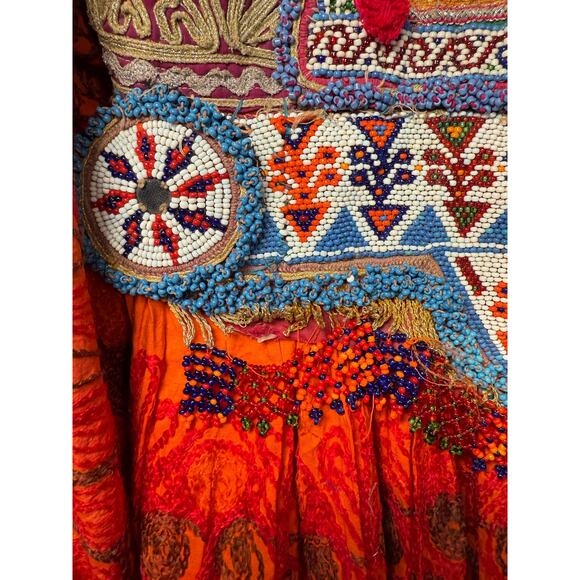 Vintage Handmade Beaded Embroidered Afghan Tribal Kuchi Dress - Picture 4 of 12
